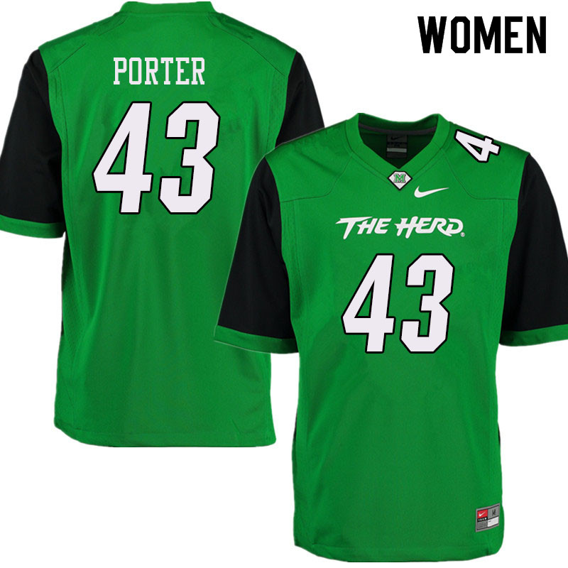Women #43 Owen Porter Marshall Thundering Herd College Football Jerseys Sale-Green